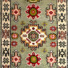 Green Kazak traditional hand-knotted rug