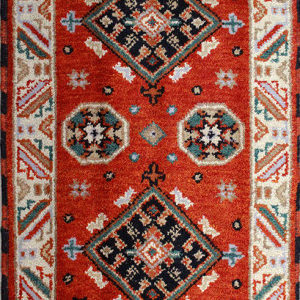Rust Kazak traditional hand-knotted rug