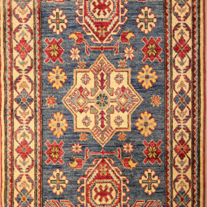 blue oriental Kazak rug